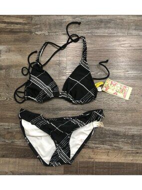 Surfside Two Piece Bikini Medium Black & White Swimsuit New with Tags